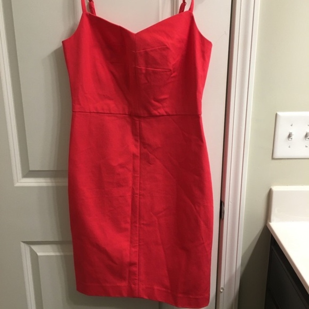 Banana Republic fitted sheath hot pink midi dress